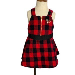 Tommy Hilfiger Infant Pinafore Dress 24m Red Buffalo Plaid Elastic Waist Zipper